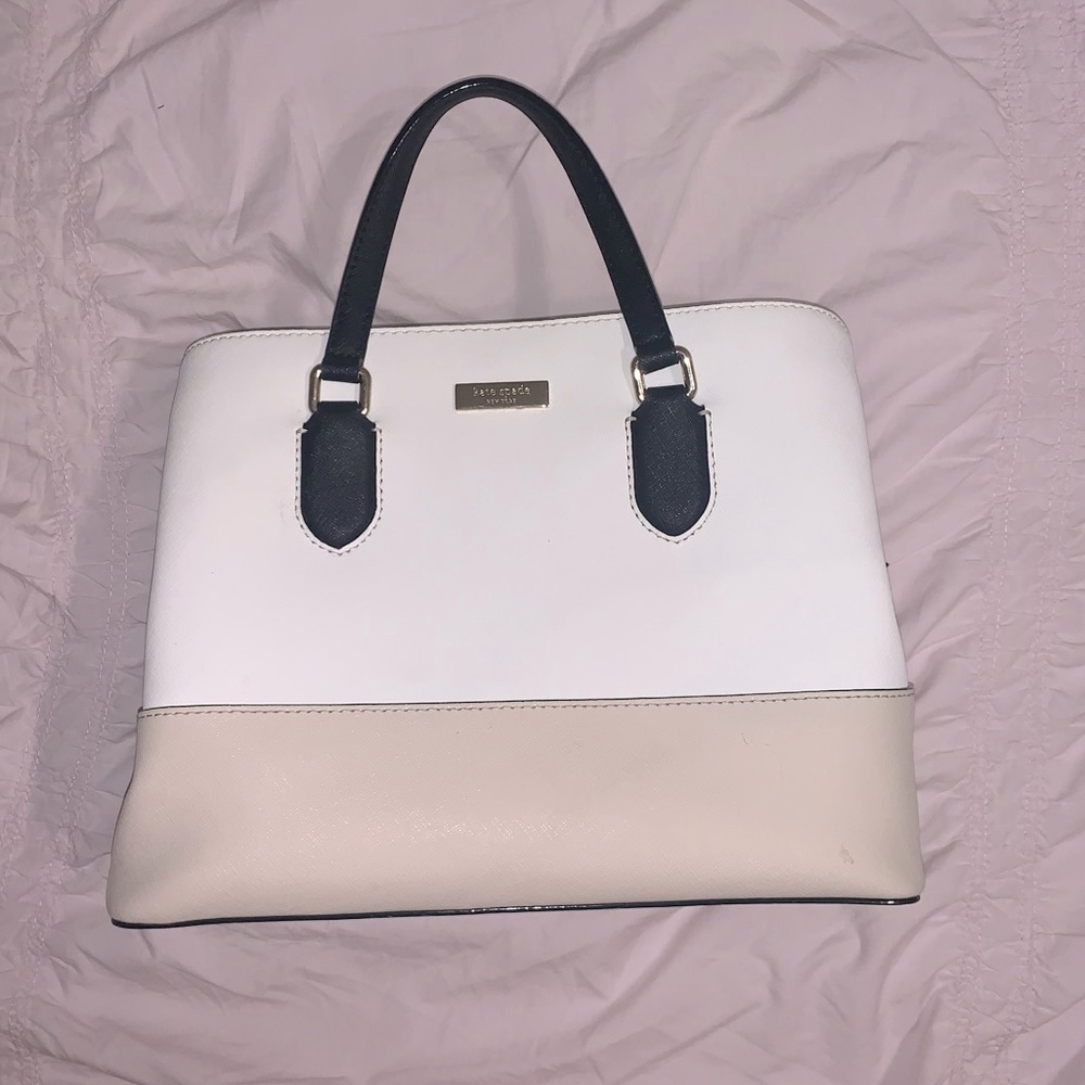 Kate Spade Beige/Cream and White Color Block Purse
